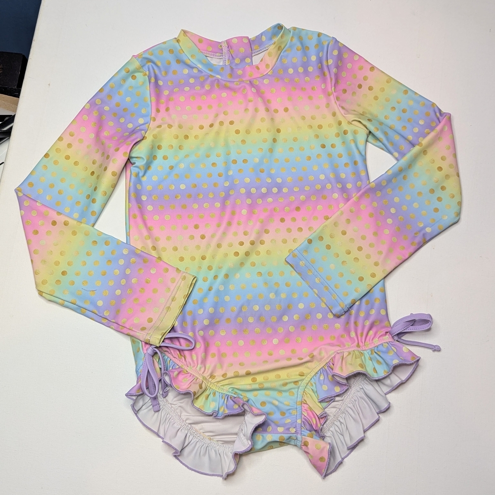 Colorful Polka Dot Long Sleeve Swimsuit